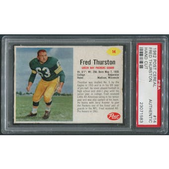 1962 Post Cereal #14 Fuzzy Thurston PSA (Authentic) *1583