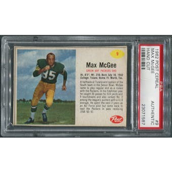 1962 Post Cereal #9 Max McGee PSA (Authentic) *1587