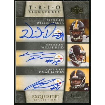 2006 Upper Deck Exquisite Collection Signature Trios #PRJ Willie Parker/Willie Reid/Omar Jacobs Autograph /15