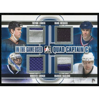 2013-14 In the Game ITG Used Captain C Quad Jerseys Silver #QCC08 Trevor Linden/Mark Messier/Roberto Luongo/Ma