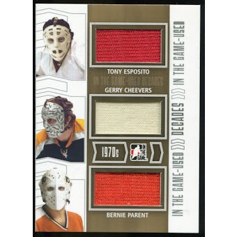 2013-14 In the Game ITG Used Decades Triple Jerseys Silver #D22 Tony Esposito/Gerry Cheevers/Bernie Parent /60