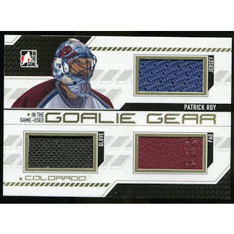 2013-14 In the Game ITG Used Goalie Gear Gold #GG10 Patrick Roy /10