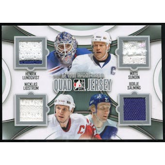 2013-14 In the Game ITG Used Game Used Quad Jerseys Silver #QJ02 Henrik Lundqvist/Mats Sundin/Nicklas Lidstrom