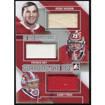 2013-14 In the Game ITG Used Guarding the Net Triple Jerseys Silver #GTN12 Rogie Vachon/Patrick Roy/Carey Pric