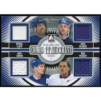 2013-14 In the Game ITG Used Quad Franchise Jerseys Silver #QF09 Wendel Clark/Doug Gilmour/Mats Sundin/Dion Ph