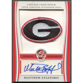 2009 Bowman Draft #MS Matthew Stafford Rookie College Logo Patch Auto #12/25