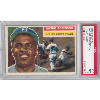1956 Topps Baseball #30 Jackie Robinson Gray Back PSA 7 (NM) *7786