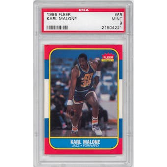 1986/87 Fleer Basketball #68 Karl Malone Rookie PSA 9 (MINT) *4221