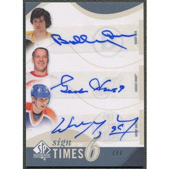 2010/11 SP Authentic #ST6OHG Wayne Gretzky Gordie Howe Bobby Orr Sign of the Times Sixes Auto #7/7