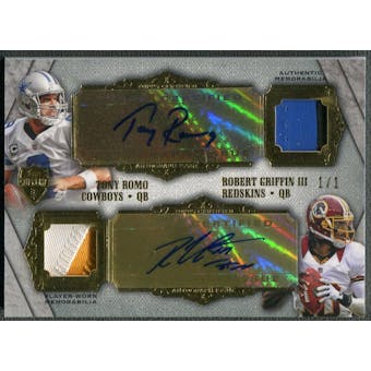 2012 Topps Supreme #SDARRG Tony Romo & Robert Griffin III Rookie Dual Patch Auto #1/1