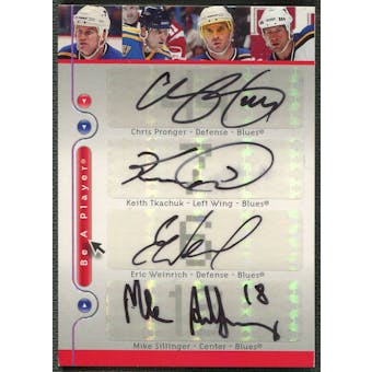 2005/06 Be A Player #BLUE Chris Pronger Keith Tkachuk Eric Weinrich Mike Sillinger Quad Auto