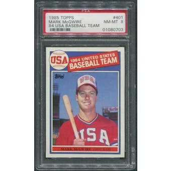 1985 Topps Baseball #401 Mark McGwire Rookie PSA 8 (NM-MT) *0703
