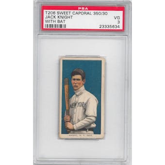 1909-11 T206 Sweet Caporal Jack Knight (With Bat) PSA 3 (VG) *5634