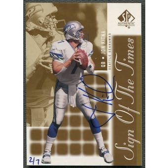 2000 SP Authentic #JK Jon Kitna Sign of the Times Gold Auto #2/7