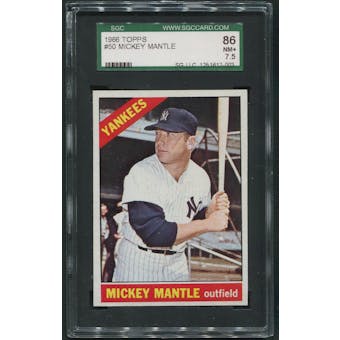 1966 Topps Baseball #50 Mickey Mantle SGC 86 (NM+ 7.5) *2003