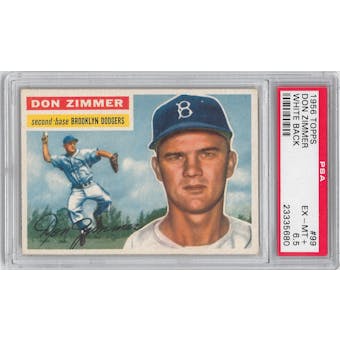1956 Topps Baseball #99 Don Zimmer White Back PSA 6.5 (EX-MT+) *5680