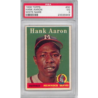 1958 Topps Baseball #30 Hank Aaron PSA 3 (VG) *5649