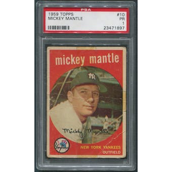 1959 Topps Baseball #10 Mickey Mantle PSA 1 (PR) *1897