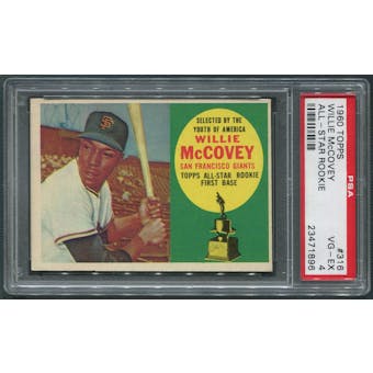 1960 Topps Baseball #316 Willie McCovey All Star Rookie PSA 4 (VG-EX) *1896