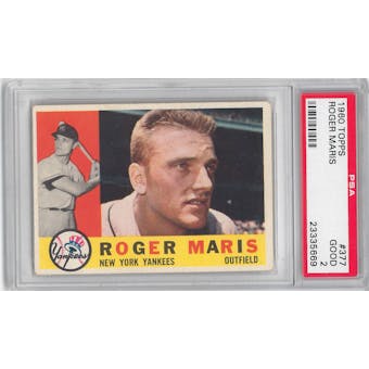 1960 Topps Baseball #377 Roger Maris PSA 2 (GD) *5669