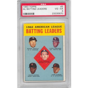 1963 Topps Baseball #2 AL Batting Leaders PSA 4 (VG-EX) *5670