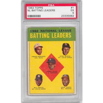 1963 Topps Baseball #1 NL Batting Leaders PSA 5 (EX) *5682