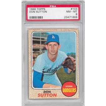 1968 Topps Baseball #103 Don Sutton PSA 8 (NM-MT) *1868