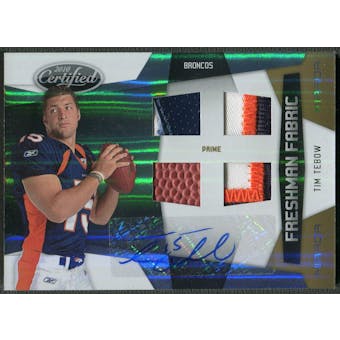 2010 Certified #304 Tim Tebow Mirror Gold Rookie Ball Shoe Patch Auto #01/25