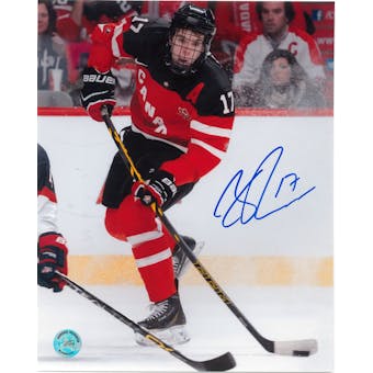 Connor McDavid Autographed Team Canada 8x10 Passing Photo (AJ's COA)