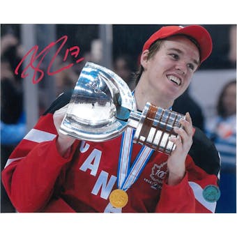 Connor McDavid Autographed Team Canada 8x10 Trophy Photo (AJ's COA)