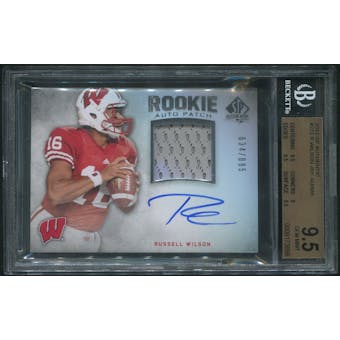 2012 SP Authentic #272 Russell Wilson Rookie Patch Auto #634/885 BGS 9.5