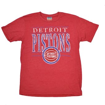 Detroit Pistons Junk Food Heathered Red Vintage Dual Blend Tee Shirt (Adult M)