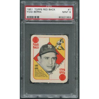 1951 Topps Red Backs Baseball #1 Yogi Berra PSA 9 (MINT) *1353