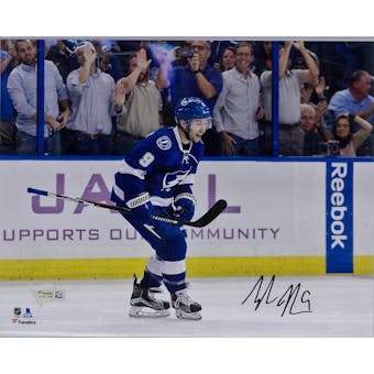 Tyler Johnson Autographed Tampa Bay Lightning 8x10 Blue Photo (Fanatics COA)