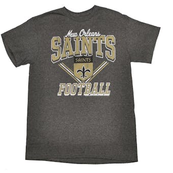 New Orleans Saints Junk Food Heather Charcoal Gridiron Tee Shirt (Adult M)