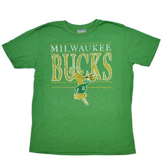 Milwaukee Bucks Junk Food Green Name & Logo Vintage Tee Shirt (Adult S)