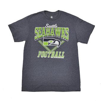 Seattle Seahawks Junk Food Heather Navy Gridiron Tee Shirt (Adult L)