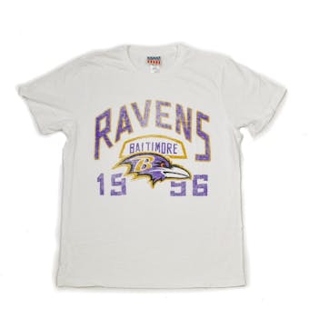 Baltimore Ravens Junk Food White Kick Off Vintage Tee Shirt (Adult S)