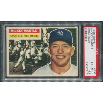 1956 Topps Baseball #135 Mickey Mantle Gray Back PSA 6.5 (EX-MT+) *7810