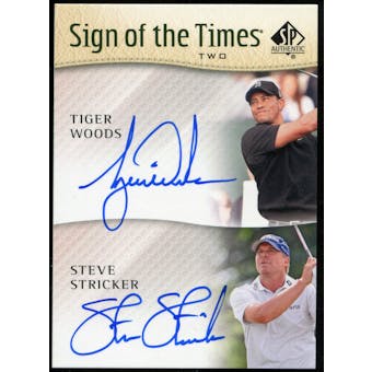 2014 Upper Deck SP Authentic Sign of the Times Duals #ST2WS Tiger Woods Steve Stricker A