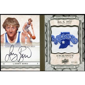 2012/13 Upper Deck Exquisite Collection Collegiate Seal Autographs #LB Larry Bird 7/45