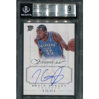2012/13 Panini Flawless Memorable Marks #47 Kevin Durant Auto 25/25 BGS 9