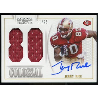 2013 Panini National Treasures Colossal Materials Signature Jersey Numbers #25 Jerry Rice 11/25