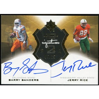 2013 Ultimate Collection Ultimate Signatures Duals #U2SSR Barry Sanders/Jerry Rice 5/15