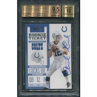 2012 Panini Contenders #201B Andrew Luck Ball In Both Hands Rookie Auto SP /75 BGS 9.5