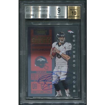 2012 Panini Contenders #207 Brock Osweiler Rookie Playoff Ticket Auto #05/99 BGS 9