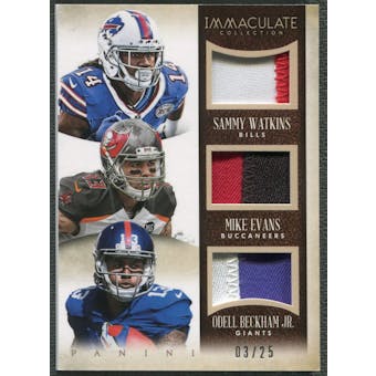 2014 Immaculate Collection #6 Sammy Watkins Mike Evans Odell Beckham Jr. Rookie Trios Patch #03/25
