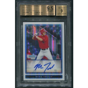 2009 Bowman Chrome Draft #BDPP89 Mike Trout Prospects Rookie Refractor Auto #069/500 BGS 9.5