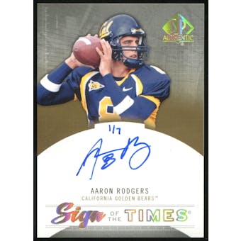 2013 Upper Deck SP Authentic Sign of the Times Gold #STAR Aaron Rodgers 1/7