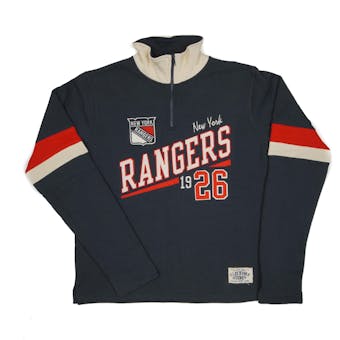 New York Rangers Old Time Hockey Christopher Navy Crew Neck Quarter Zip Fleece (Adult XL)